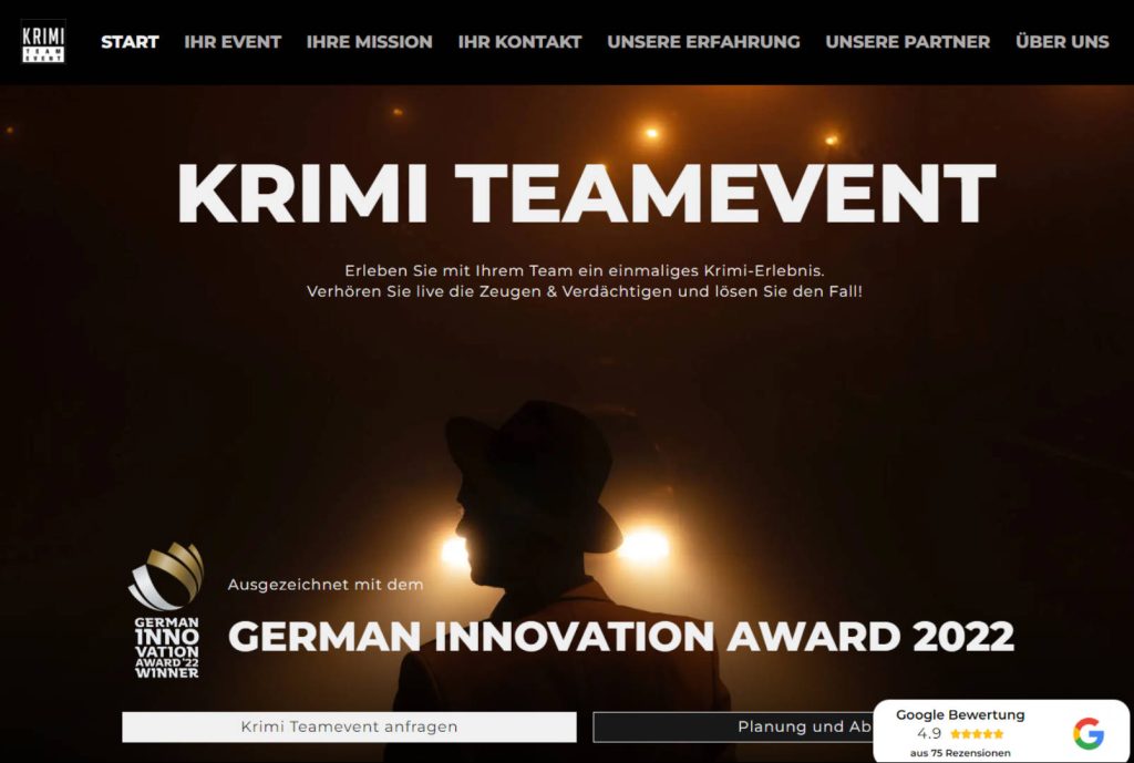 Krimi Teamevent Website